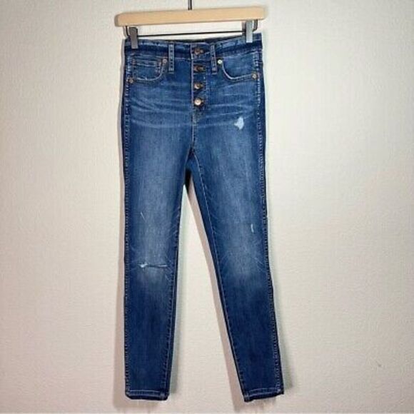 Madewell button fly 10‎ inch high rise skinny jeans released hem size 25 - Picture 1 of 8